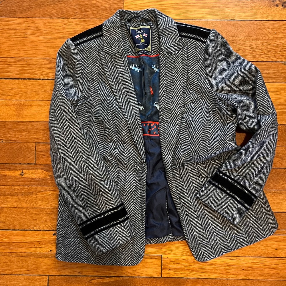 Boden Black and White Tweed Blazer